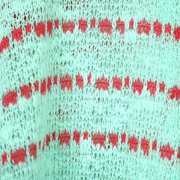 LuLaRoe Lindsay Kimono Cardigan Sweater Shirt Mint‎ Green Red Striped M Medium - Picture 10 of 10